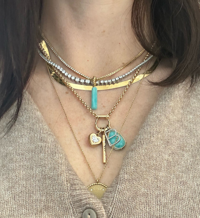 14K Gold Rolo Charm Holder Chain