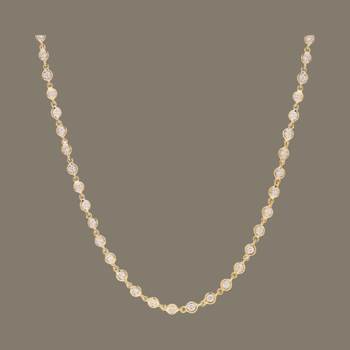14k Solid Gold Bezel Set 1.70mm White Diamond Tennis Necklace