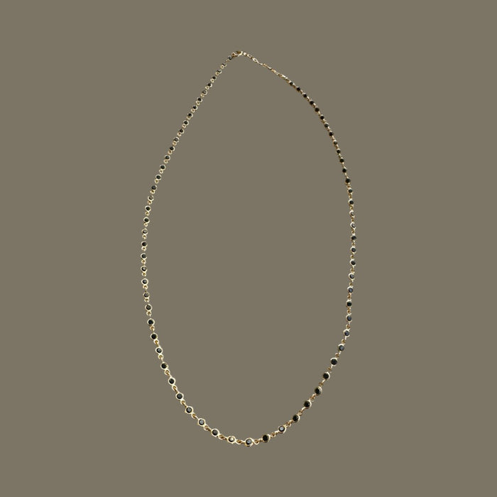 14k Solid Gold Bezel Set 1.70mm Black Diamond Tennis Necklace