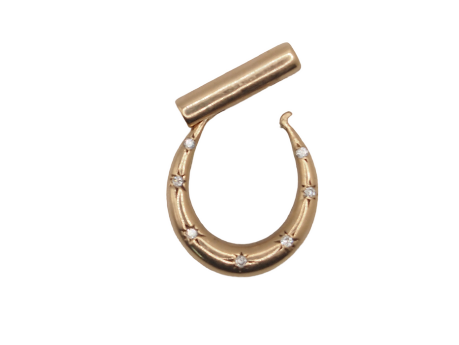 Diamond Studded 14K Horsehoe Charm Holder