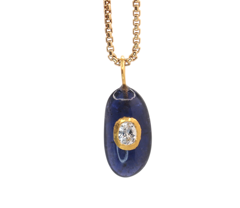 Iolite and White Topaz Amulet