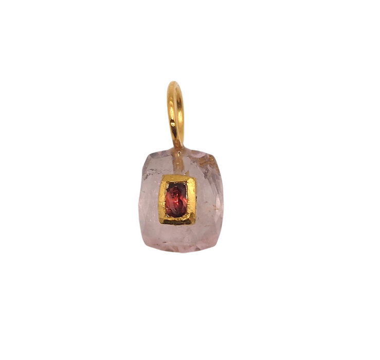 Pink Tourmaline Amulet with Spinel Inlay